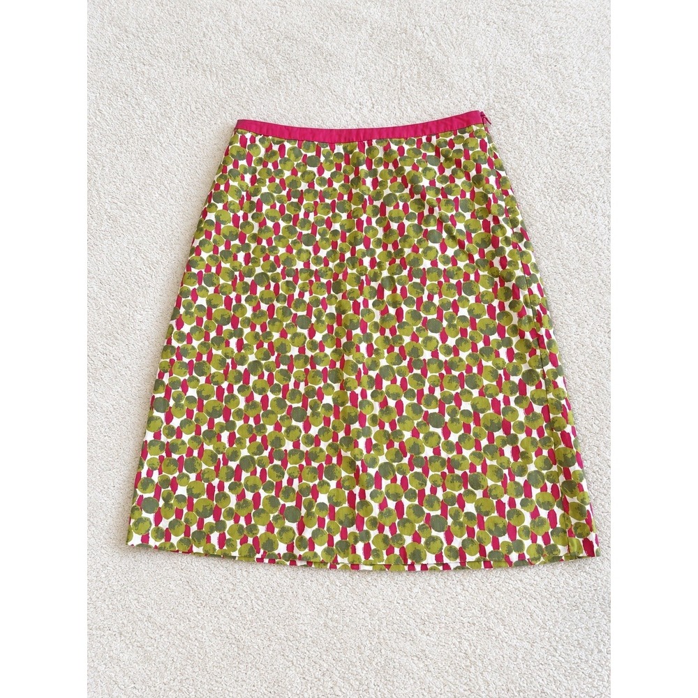 Boden Retro Inspired Green and Pink Abstract Dot Pencil Skirt Size US 4 Regular